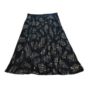 DKNY Animal Print Pleated Pull-On Skirt  - Size Large